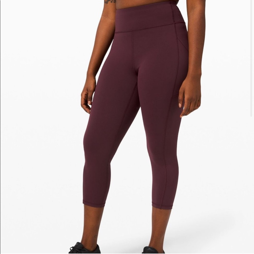 Lululemon Invigorate High Rise Crop 12 Cassis / Burgundy Red Side Pocket Legging